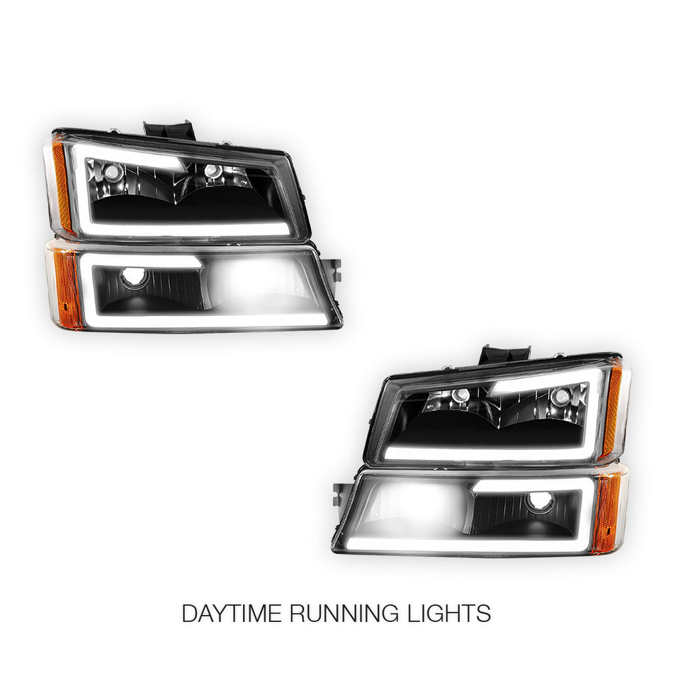 Chevrolet Silverado 3500 LS / LT (2003 - 2006) LED DRL Bar Headlights LH + RH