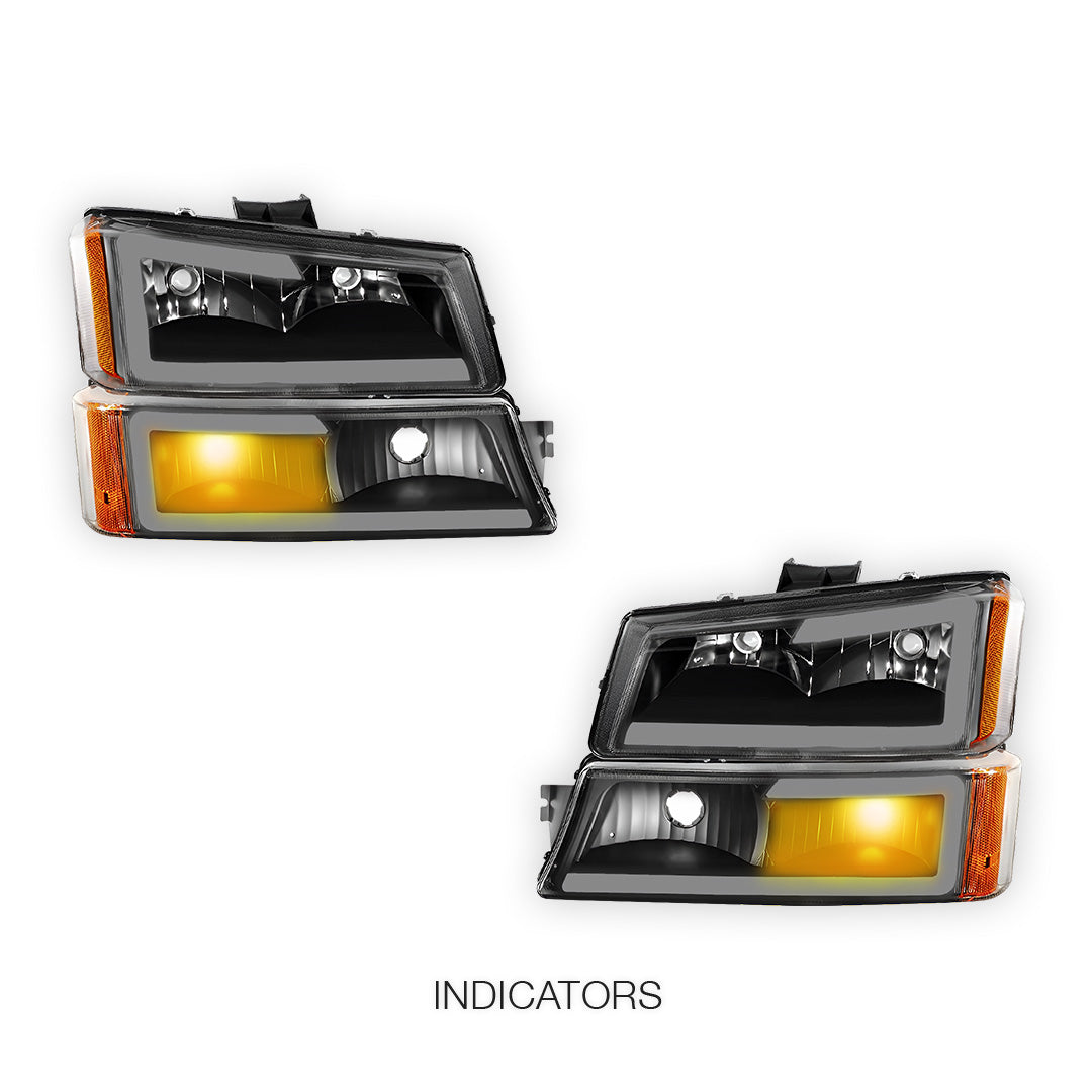 Chevrolet Silverado 3500 LS / LT (2003 - 2006) LED DRL Bar Headlights LH + RH