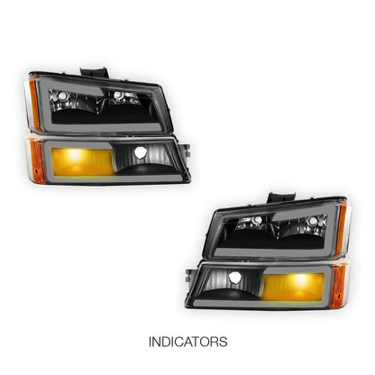 Chevrolet Silverado 3500 LS / LT (2003 - 2006) LED DRL Bar Headlights LH + RH