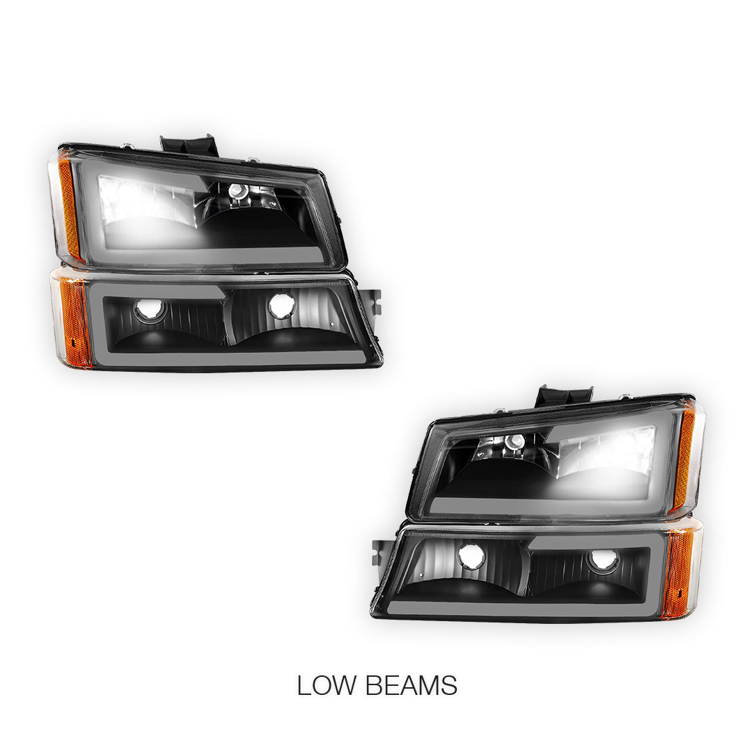 Chevrolet Silverado 3500 LS / LT (2003 - 2006) LED DRL Bar Headlights LH + RH