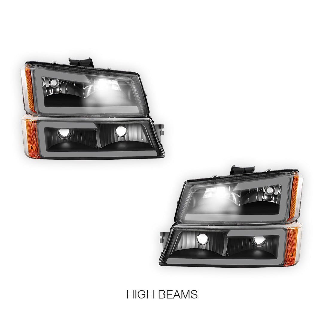 Chevrolet Silverado 3500 LS / LT (2003 - 2006) LED DRL Bar Headlights LH + RH