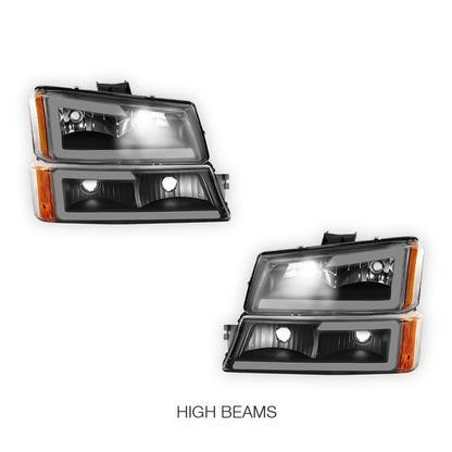 Chevrolet Silverado 3500 LS / LT (2003 - 2006) LED DRL Bar Headlights LH + RH