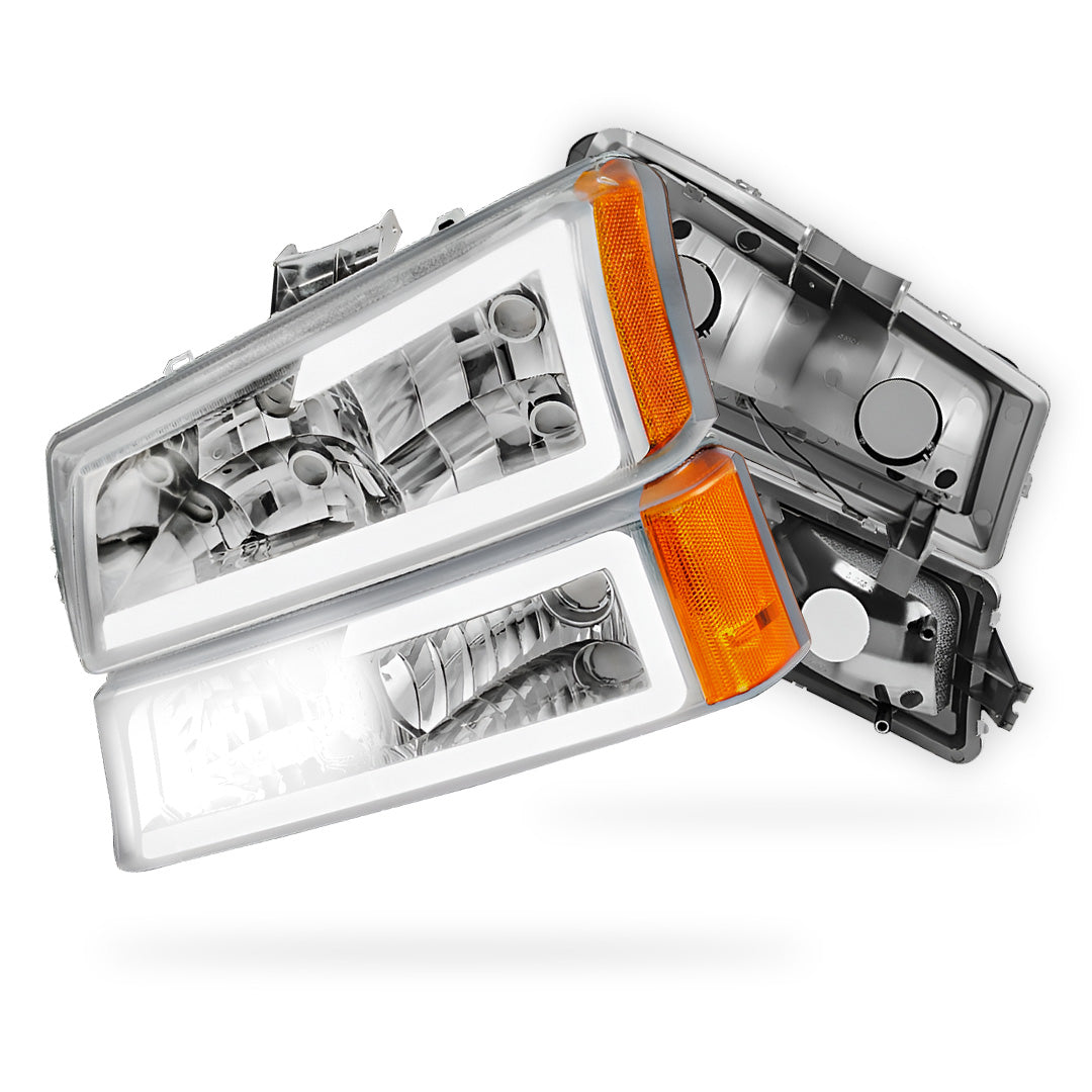 Chevrolet Silverado 3500 LS / LT (2003 - 2006) LED DRL Bar Headlights LH + RH