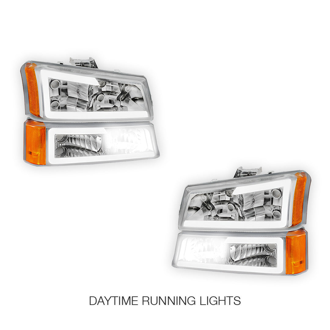 Chevrolet Silverado 3500 LS / LT (2003 - 2006) LED DRL Bar Headlights LH + RH