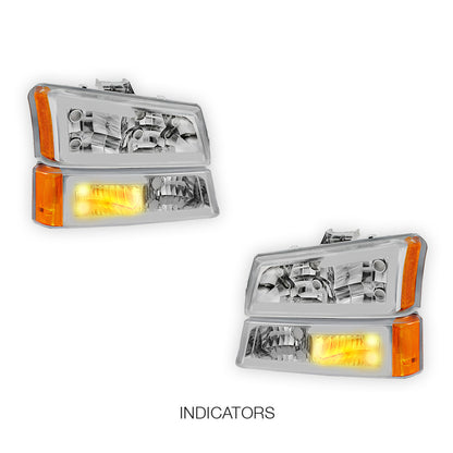 Chevrolet Silverado 3500 LS / LT (2003 - 2006) LED DRL Bar Headlights LH + RH