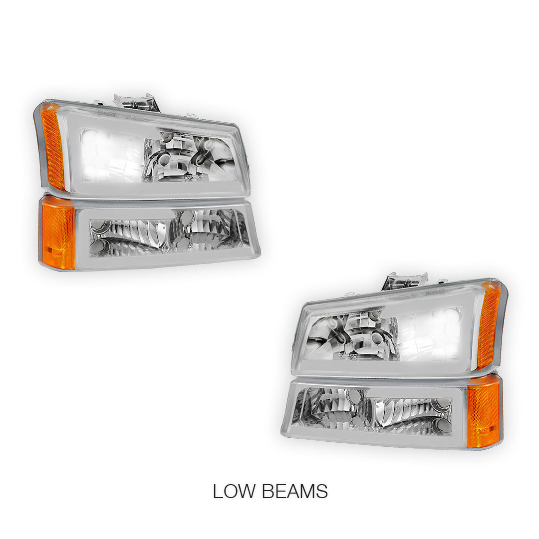 Chevrolet Silverado 3500 LS / LT (2003 - 2006) LED DRL Bar Headlights LH + RH