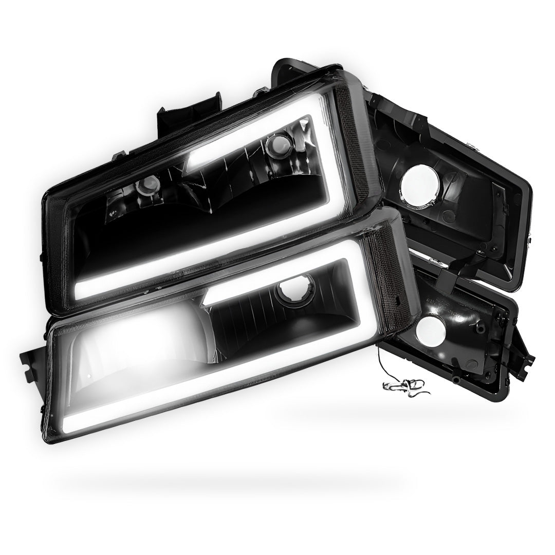 Chevrolet Silverado 3500 LS / LT (2003 - 2006) LED DRL Bar Headlights LH + RH