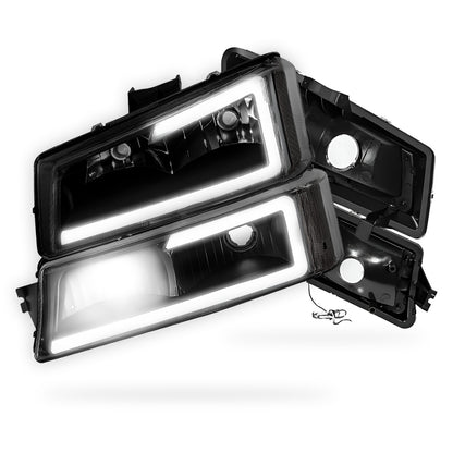 Chevrolet Silverado 3500 LS / LT (2003 - 2006) LED DRL Bar Headlights LH + RH