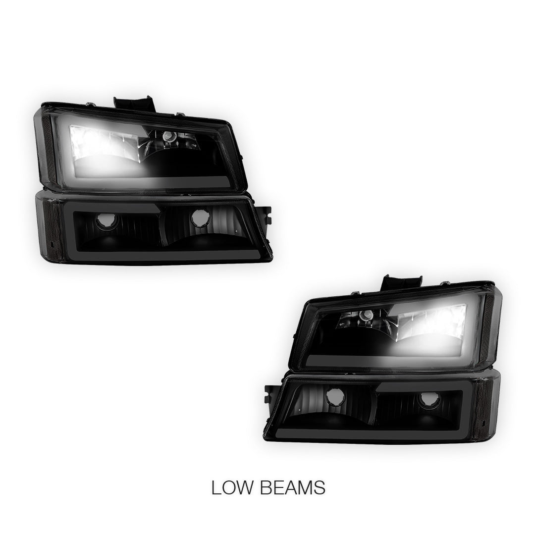Chevrolet Silverado 3500 LS / LT (2003 - 2006) LED DRL Bar Headlights LH + RH