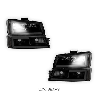 Chevrolet Silverado 3500 LS / LT (2003 - 2006) LED DRL Bar Headlights LH + RH