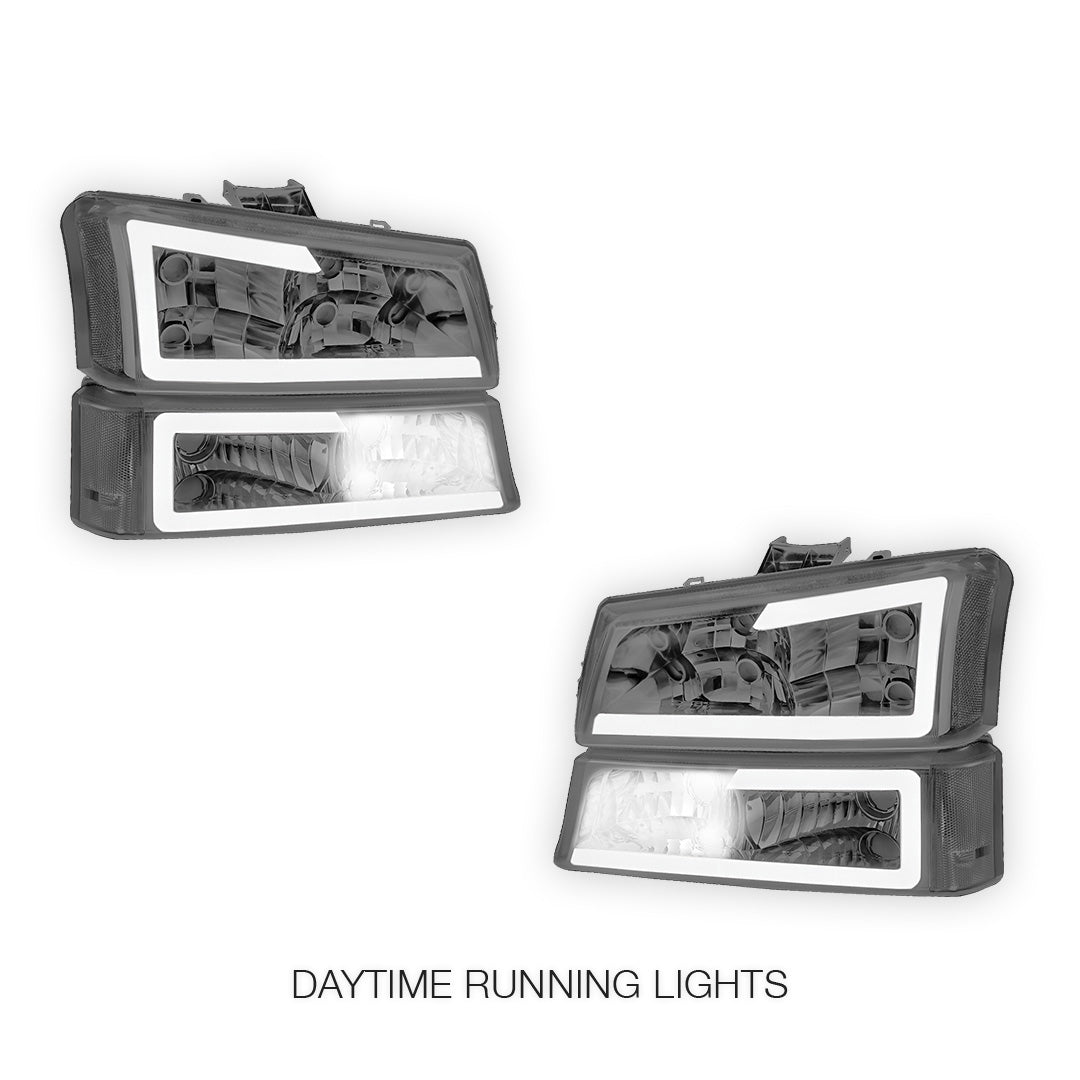 Chevrolet Silverado 3500 LS / LT (2003 - 2006) LED DRL Bar Headlights LH + RH