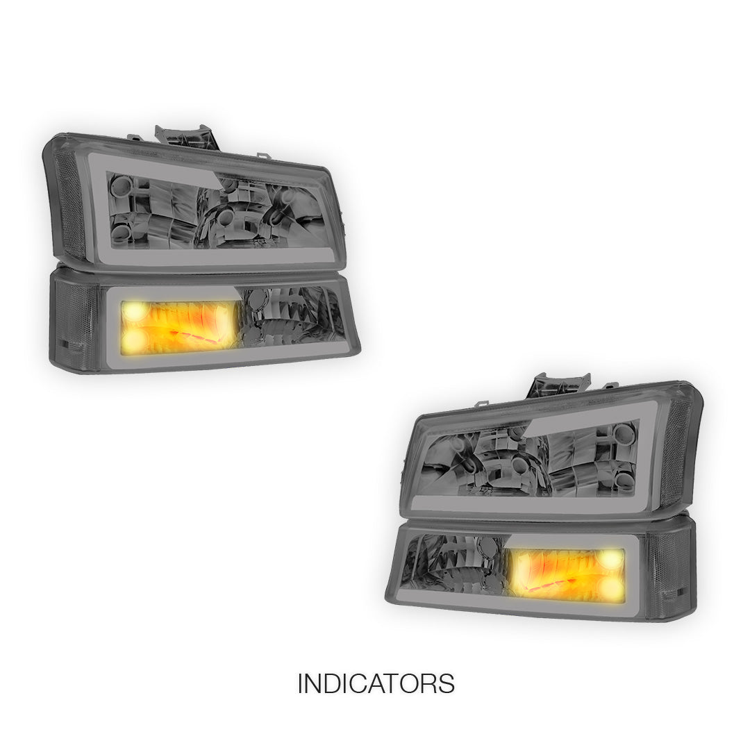Chevrolet Silverado 3500 LS / LT (2003 - 2006) LED DRL Bar Headlights LH + RH