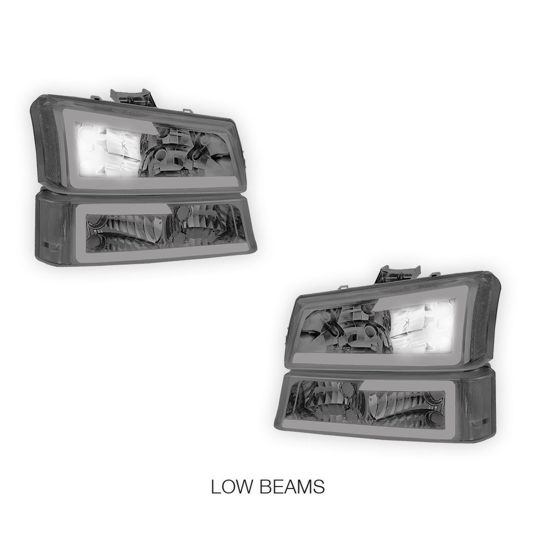 Chevrolet Silverado 3500 LS / LT (2003 - 2006) LED DRL Bar Headlights LH + RH