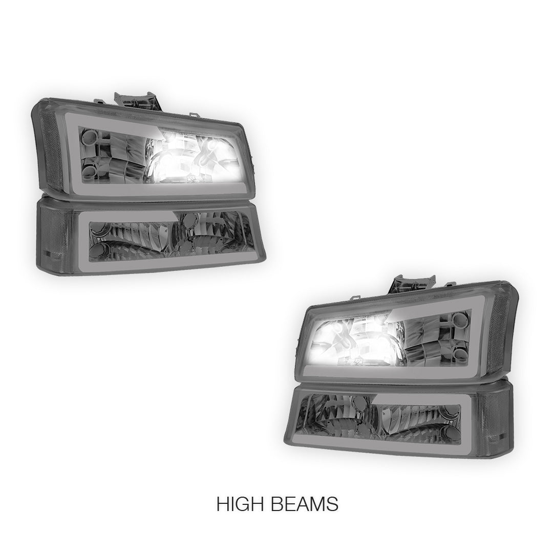 Chevrolet Silverado 3500 LS / LT (2003 - 2006) LED DRL Bar Headlights LH + RH