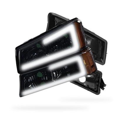 Chevrolet Silverado 1500 HD LS / LT (2003 - 2006) LED DRL Bar Headlights LH + RH