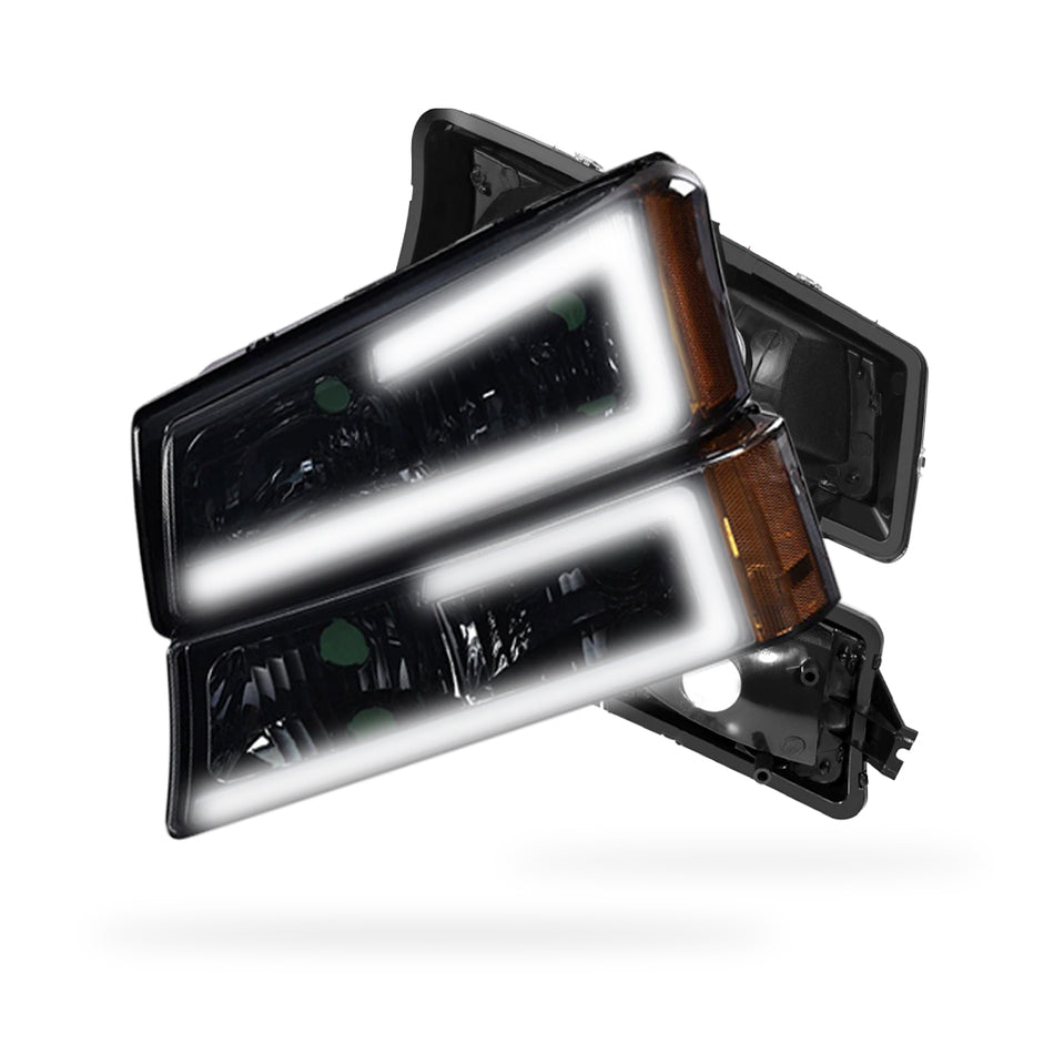 Chevrolet Silverado 1500 HD LS / LT (2003 - 2006) LED DRL Bar Headlights LH + RH