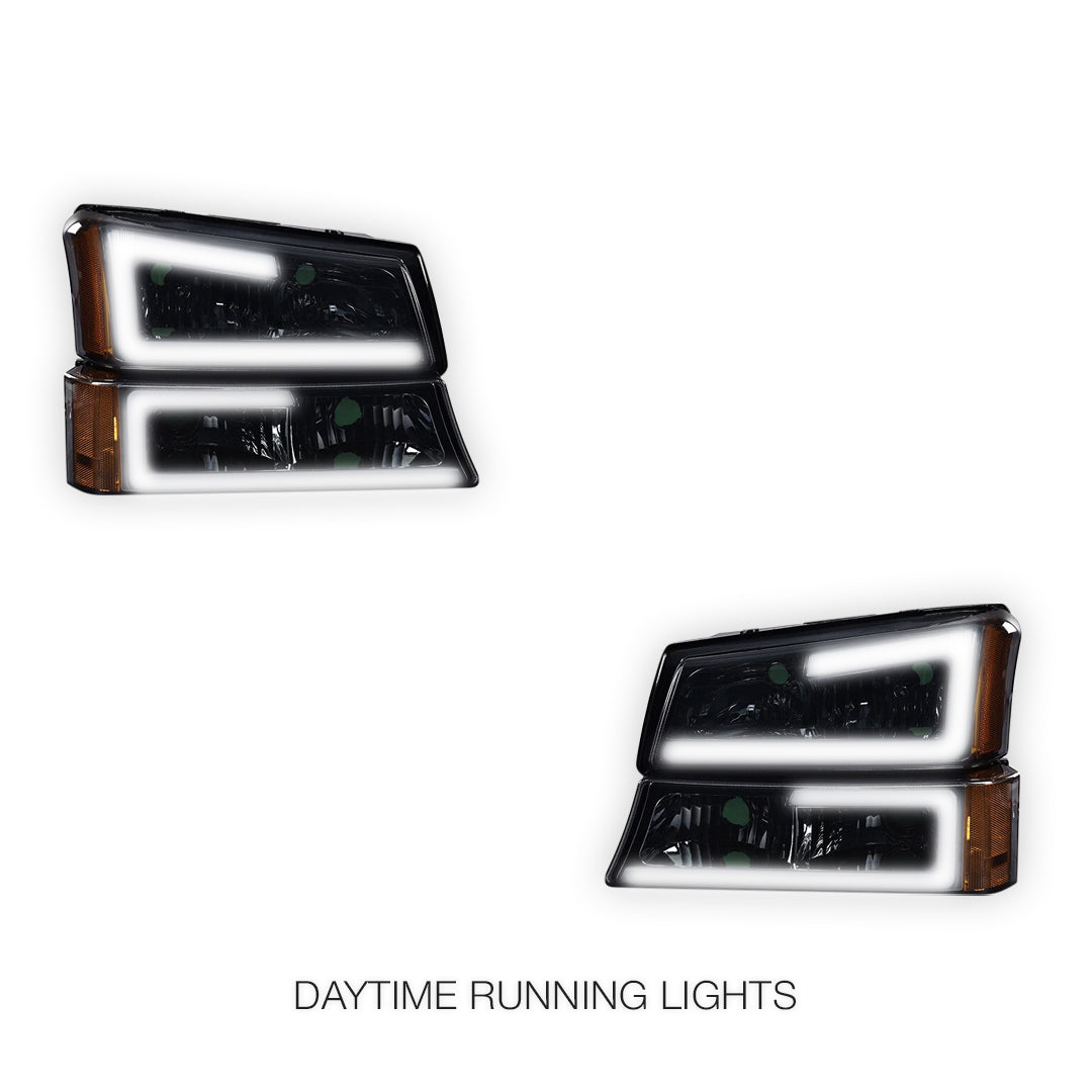 Chevrolet Silverado 1500 HD LS / LT (2003 - 2006) LED DRL Bar Headlights LH + RH