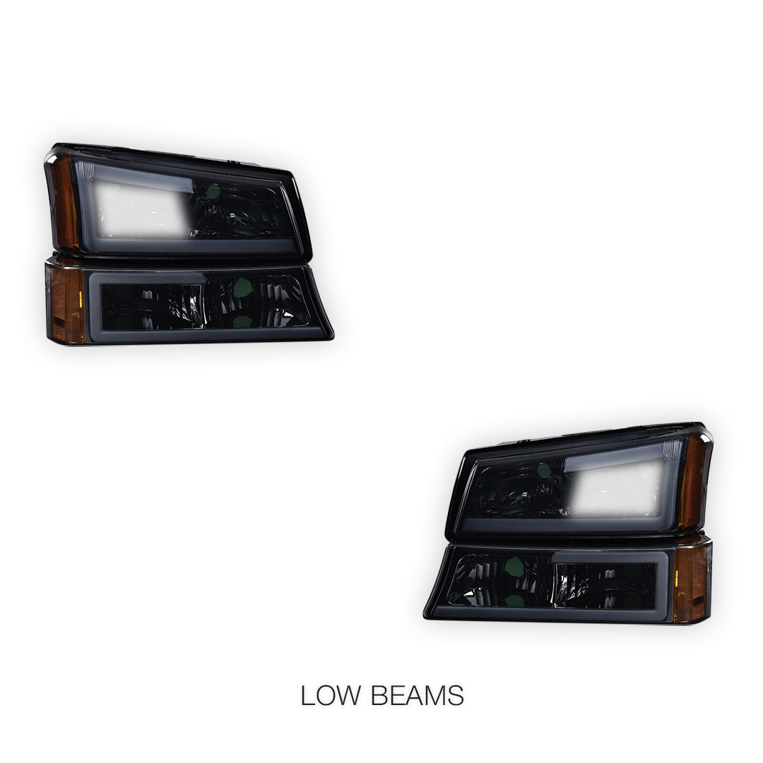 Chevrolet Silverado 1500 HD LS / LT (2003 - 2006) LED DRL Bar Headlights LH + RH