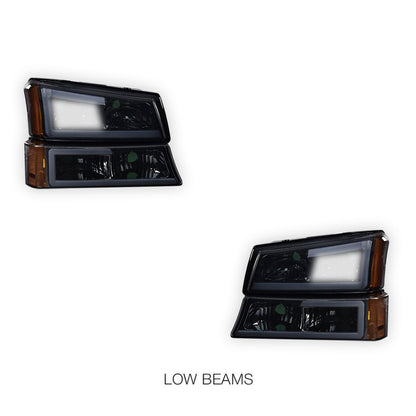 Chevrolet Silverado 1500 HD LS / LT (2003 - 2006) LED DRL Bar Headlights LH + RH