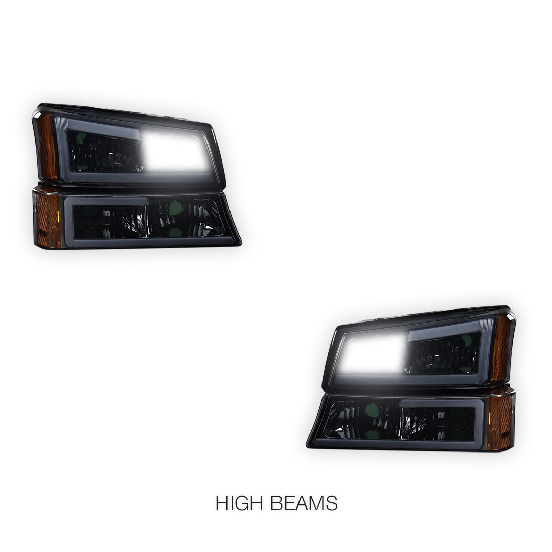 Chevrolet Silverado 1500 HD LS / LT (2003 - 2006) LED DRL Bar Headlights LH + RH