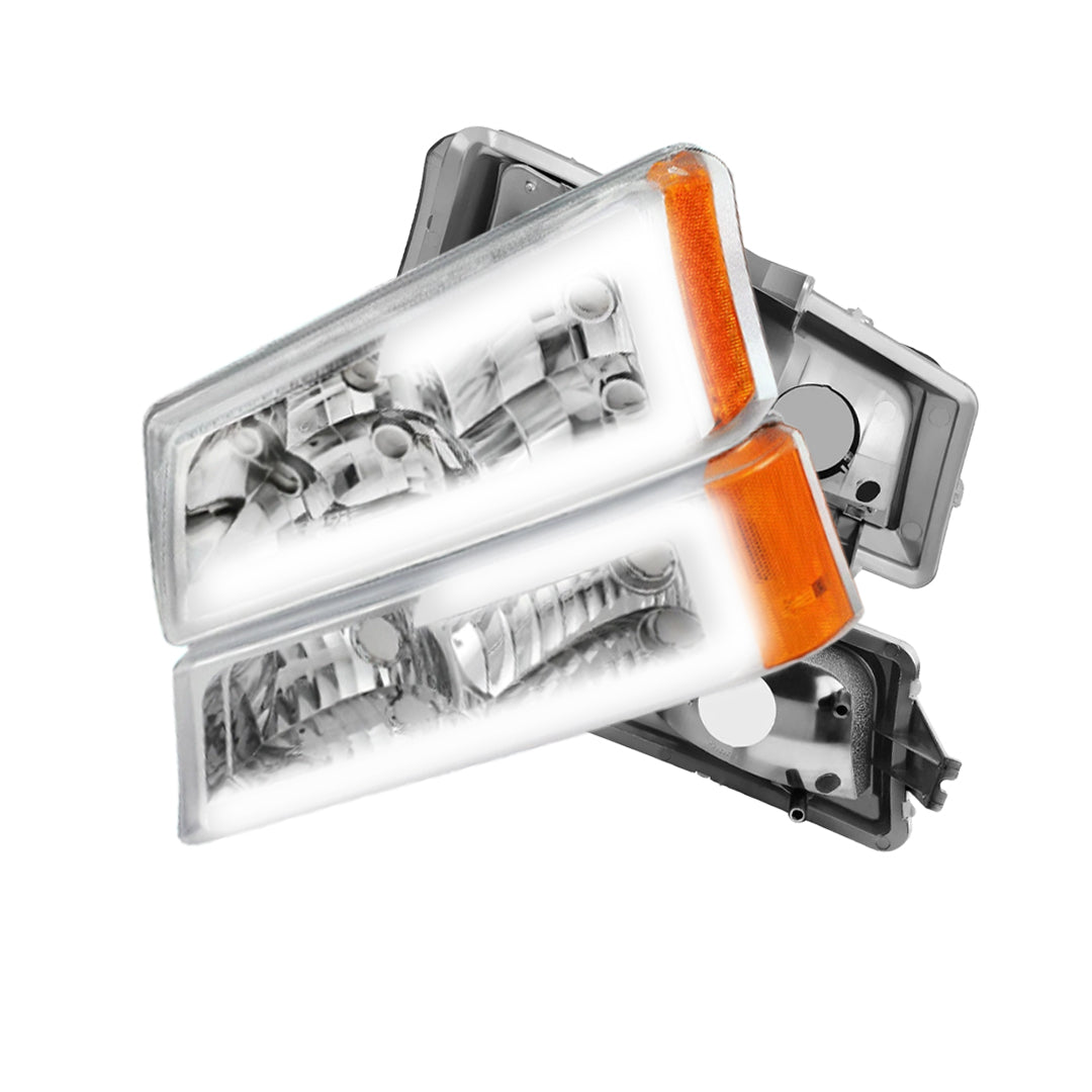 Chevrolet Silverado 1500 HD LS / LT (2003 - 2006) LED DRL Bar Headlights LH + RH