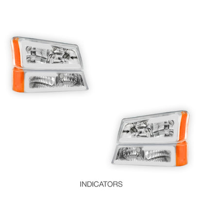 Chevrolet Silverado 1500 HD LS / LT (2003 - 2006) LED DRL Bar Headlights LH + RH