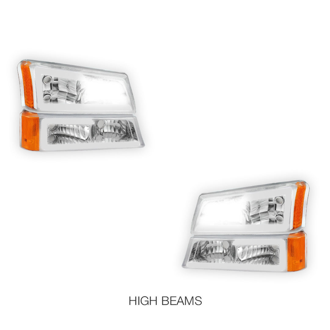 Chevrolet Silverado 1500 HD LS / LT (2003 - 2006) LED DRL Bar Headlights LH + RH