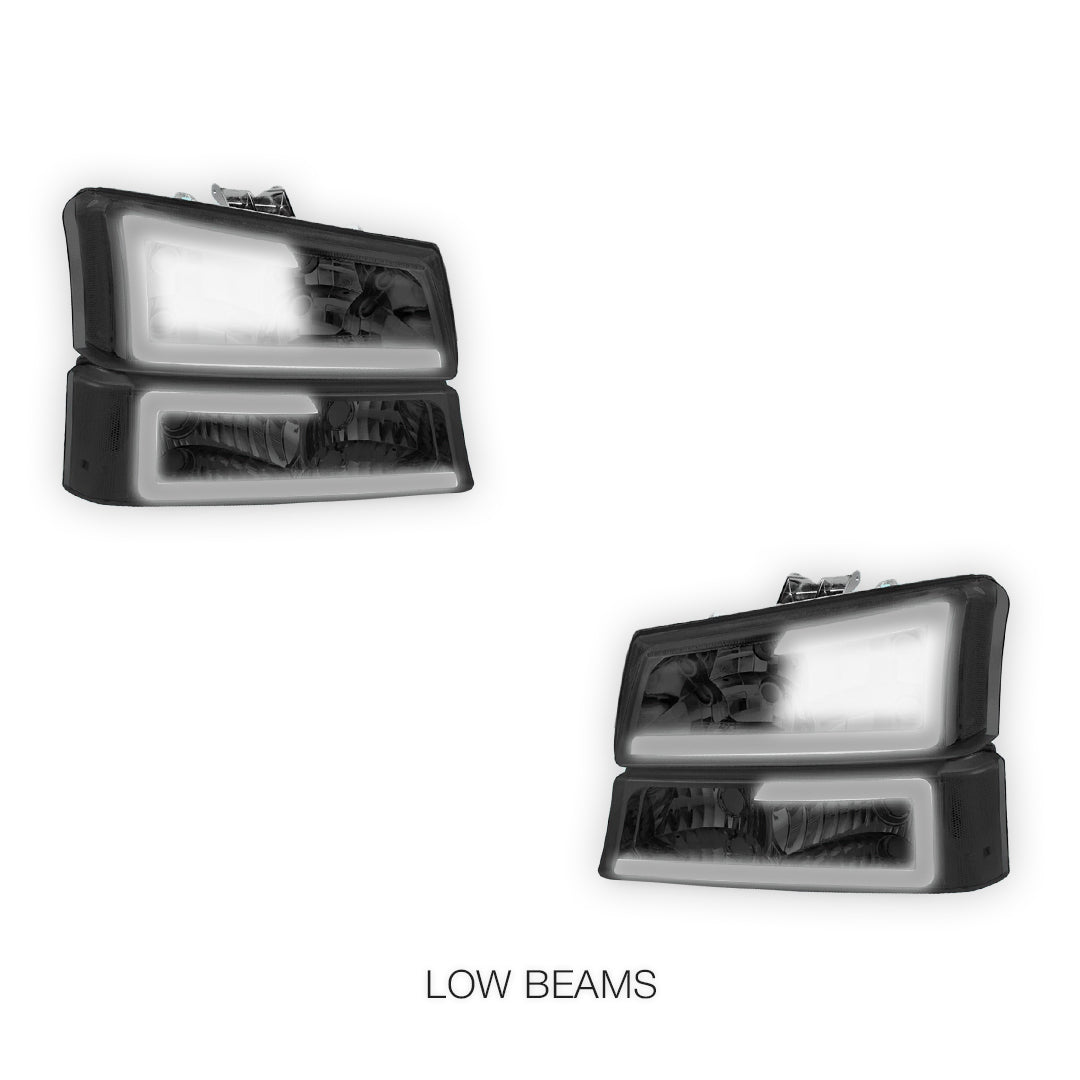 Chevrolet Silverado 1500 HD LS / LT (2003 - 2006) LED DRL Bar Headlights LH + RH