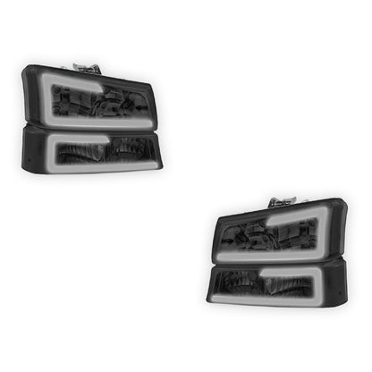 Chevrolet Silverado 1500 HD LS / LT (2003 - 2006) LED DRL Bar Headlights LH + RH