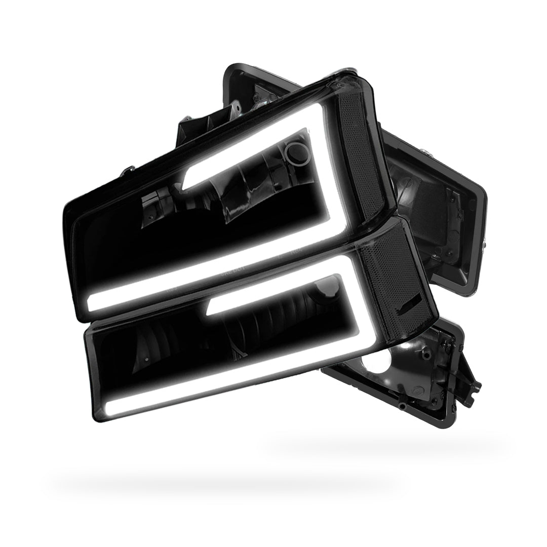 Chevrolet Silverado 1500 HD LS / LT (2003 - 2006) LED DRL Bar Headlights LH + RH