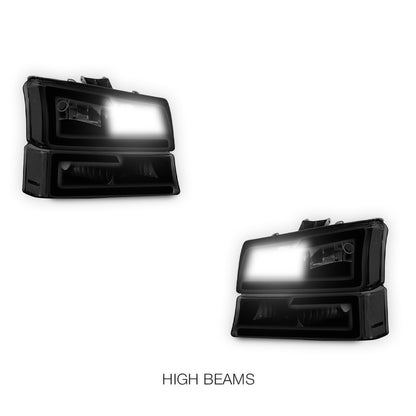 Chevrolet Silverado 1500 HD LS / LT (2003 - 2006) LED DRL Bar Headlights LH + RH
