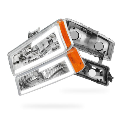 Chevrolet Silverado 2500 HD LS / LT (2003 - 2006) LED DRL Bar Headlights LH + RH