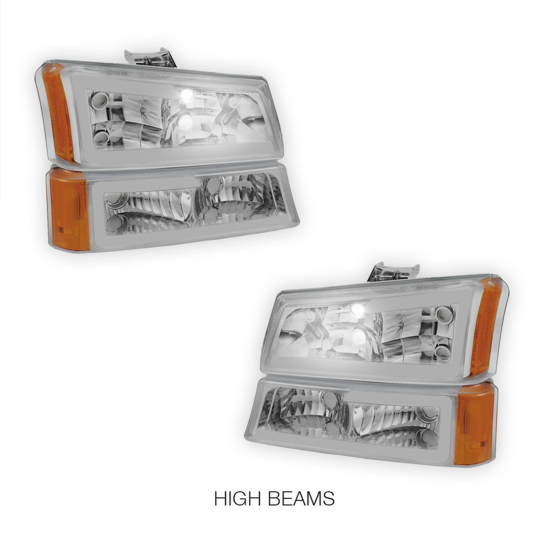 Chevrolet Silverado 2500 HD LS / LT (2003 - 2006) LED DRL Bar Headlights LH + RH