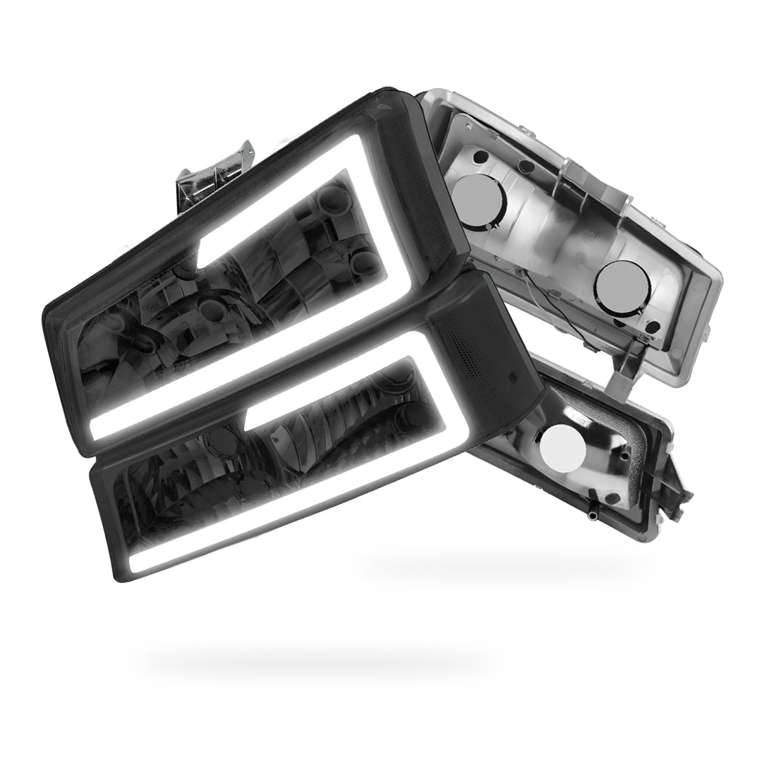 Chevrolet Silverado 2500 HD LS / LT (2003 - 2006) LED DRL Bar Headlights LH + RH
