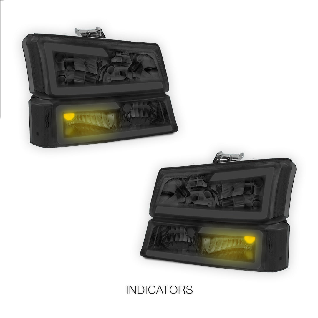 Chevrolet Silverado 2500 HD LS / LT (2003 - 2006) LED DRL Bar Headlights LH + RH