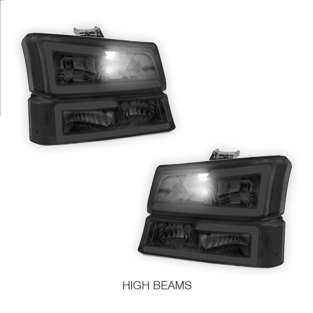 Chevrolet Silverado 2500 HD LS / LT (2003 - 2006) LED DRL Bar Headlights LH + RH