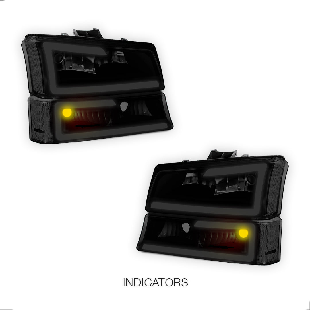 Chevrolet Silverado 2500 HD LS / LT (2003 - 2006) LED DRL Bar Headlights LH + RH