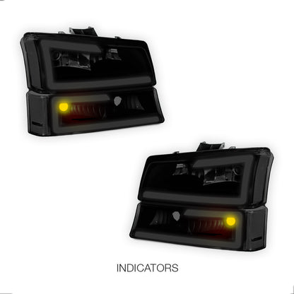 Chevrolet Silverado 2500 HD LS / LT (2003 - 2006) LED DRL Bar Headlights LH + RH