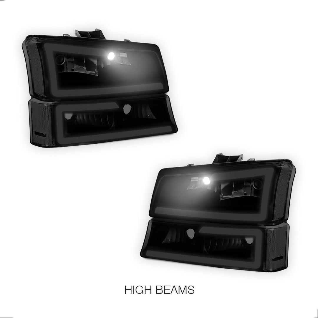 Chevrolet Silverado 2500 HD LS / LT (2003 - 2006) LED DRL Bar Headlights LH + RH