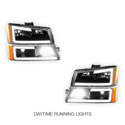 Chevrolet Silverado 1500 HD Classic LT1 / LT2 / LT3 (2007) LED DRL Bar Headlights LH + RH