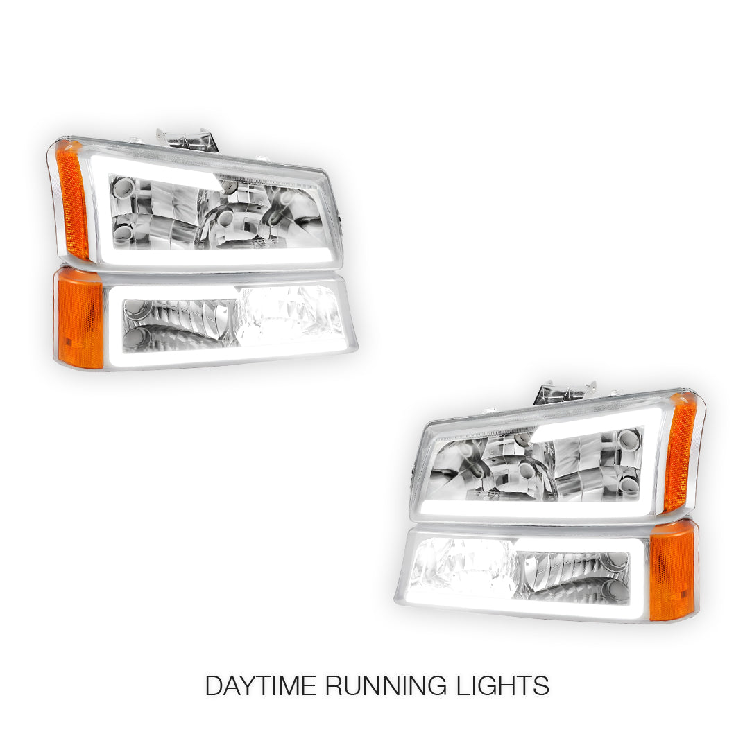 Chevrolet Silverado 1500 HD Classic LT1 / LT2 / LT3 (2007) LED DRL Bar Headlights LH + RH