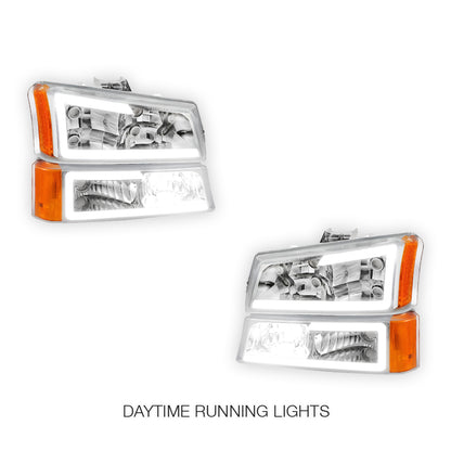 Chevrolet Silverado 1500 HD Classic LT1 / LT2 / LT3 (2007) LED DRL Bar Headlights LH + RH