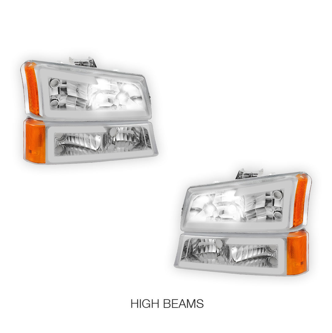 Chevrolet Silverado 1500 HD Classic LT1 / LT2 / LT3 (2007) LED DRL Bar Headlights LH + RH