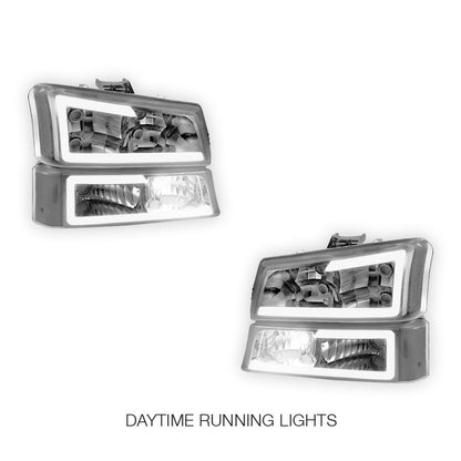 Chevrolet Silverado 1500 HD Classic LT1 / LT2 / LT3 (2007) LED DRL Bar Headlights LH + RH