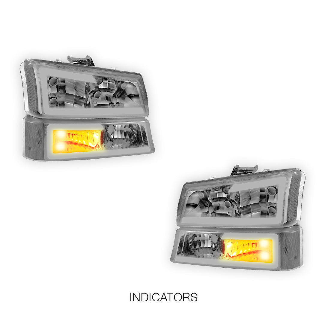 Chevrolet Silverado 1500 HD Classic LT1 / LT2 / LT3 (2007) LED DRL Bar Headlights LH + RH