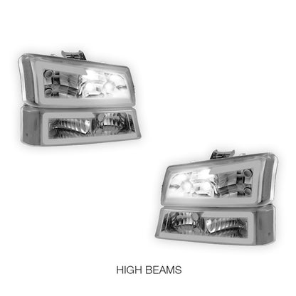 Chevrolet Silverado 1500 HD Classic LT1 / LT2 / LT3 (2007) LED DRL Bar Headlights LH + RH