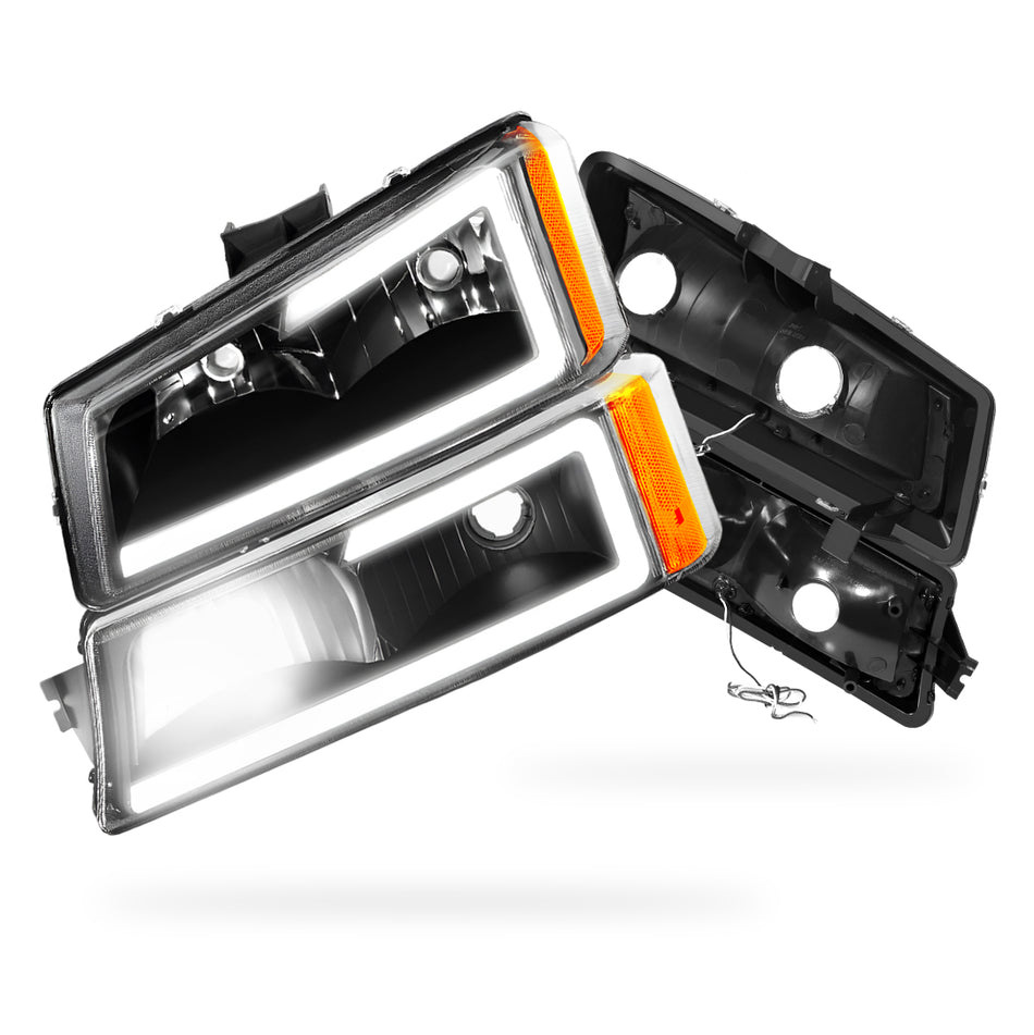 Chevrolet Silverado 3500 HD Classic LS / LT (2007) LED DRL Bar Headlights LH + RH