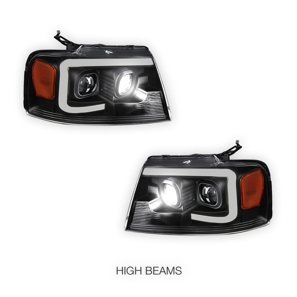 Ford F-150 (2004 - 2008) LED Light Bar Projector Headlights LH + RH