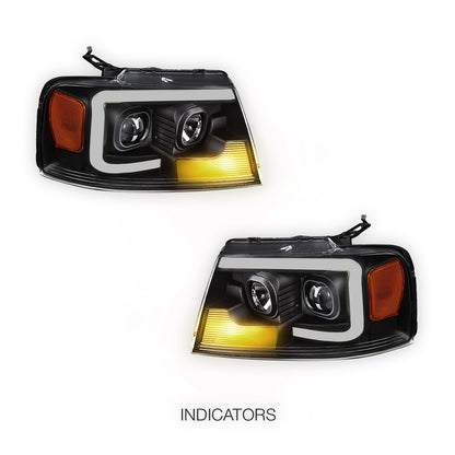 Ford F-150 (2004 - 2008) LED Light Bar Projector Headlights LH + RH