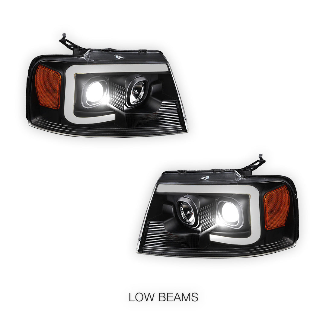Ford F-150 (2004 - 2008) LED Light Bar Projector Headlights LH + RH